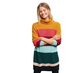 FARM Rio for Anthropologie Boldly Striped Metallic Sweater Dress Size M